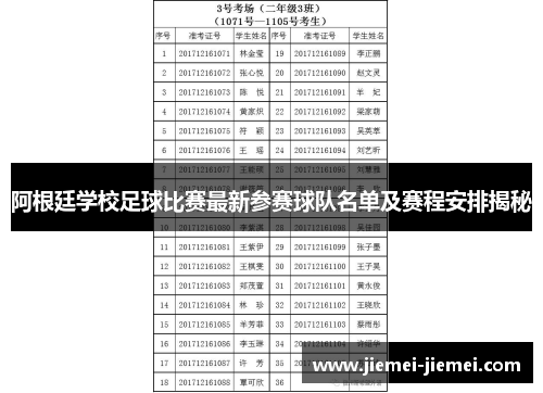 阿根廷学校足球比赛最新参赛球队名单及赛程安排揭秘